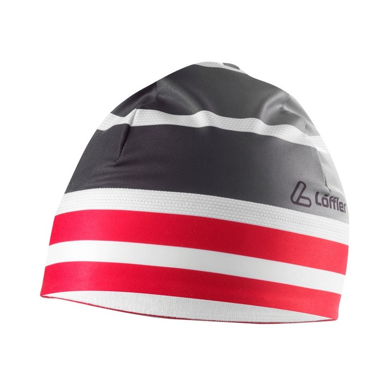 Löffler Elastic-Bonnet "WorldCup" THERMO-INNENVELOURS noir-rouge Löffler Elastic-Bonnet "WorldCup" THERMO-INNENVELOURS noir-rouge